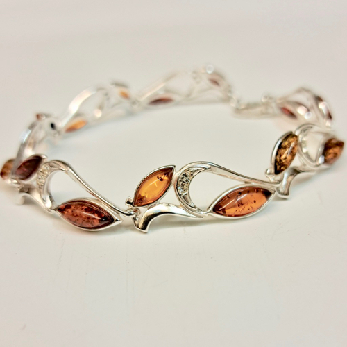 HWG-2321 Bracelet, Rum Amber and Sterling SIlver Florentine $95 at Hunter Wolff Gallery